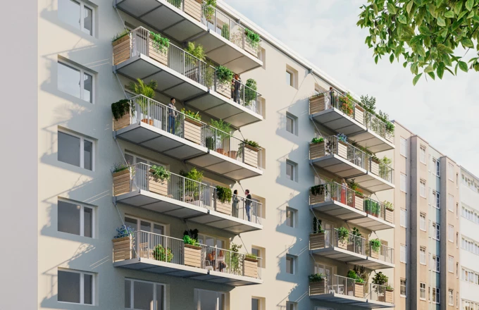 Sorgen für Nahrung, persönliche Gartenerlebnisse, eine Verbesserung des Mikroklimas und eine angenehme Umgebung: “ESSBAR”-Balkone von Rhomberg Bau Wien, Sozialbau AG, Herbios – Vertikalgarten GmbH, WoodRocks Bau GmbH, Donau-Universität Krems, Universität für Bodenkultur Wien, greenpass GmbH, Grünstattgrau – Forschungs- und Innovations GmbH und Geoplast – Kunststofftechnik GmbH. Bild: joyjoy Studio Sorgen für Nahrung, persönliche Gartenerlebnisse, eine Verbesserung des Mikroklimas und eine angenehme Umgebung: “ESSBAR”-Balkone von Rhomberg Bau Wien, Sozialbau AG, Herbios – Vertikalgarten GmbH, WoodRocks Bau GmbH, Donau-Universität Krems, Universität für Bodenkultur Wien, greenpass GmbH, Grünstattgrau – Forschungs- und Innovations GmbH und Geoplast – Kunststofftechnik GmbH. Bild: joyjoy Studio